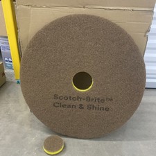 Scotch-Brite 9541 Clean and Shine 20" Diameter Pad - Brown/Yellow (5/Carton) New