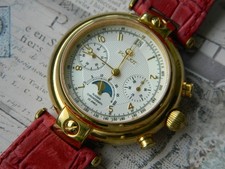 Poljot Chronograph 31679 Gold White Moon Phase Russian Watch Mechanical "Lovely"