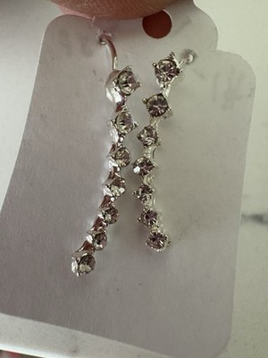 Dangling Diamond Drop Earrings With Slight Bend To Add Unique Shape Light!