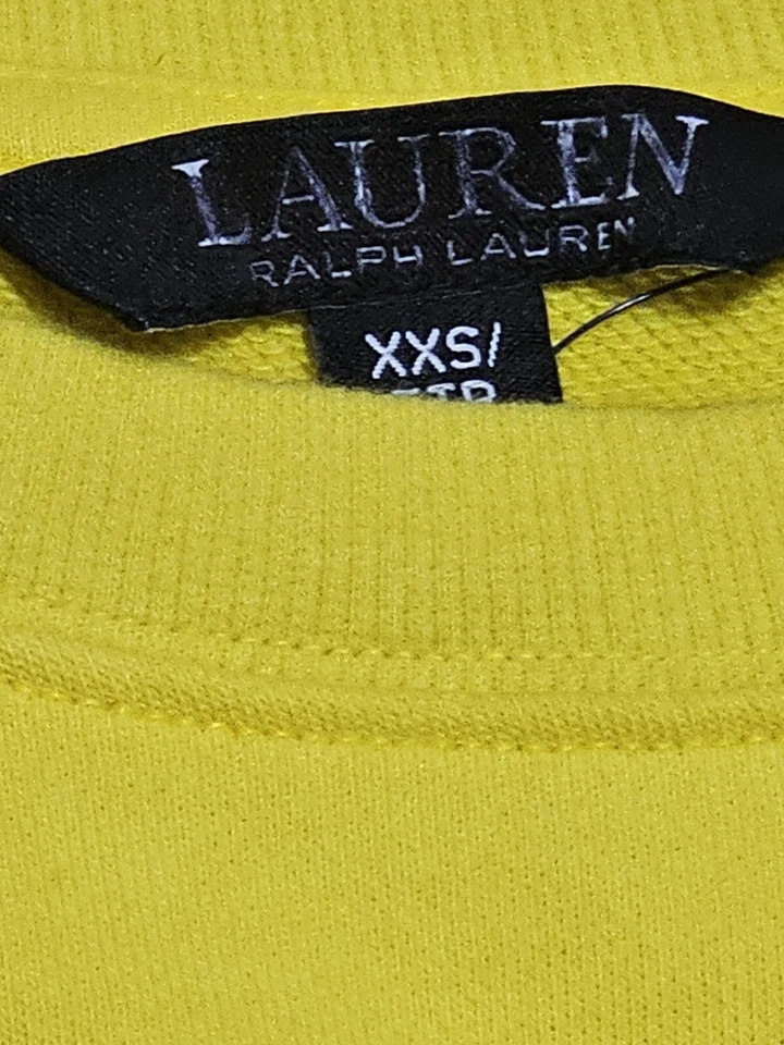 NUEVO CON ETIQUETAS Lauren Ralph Lauren Mujer Amarillo Gran Tamaño Repujado LRL Pullover Sudadera Foto 2 de 4