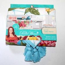 Pioneer Woman Sweet Rose Table Throw tablecloth 50” x 50” NEW country floral
