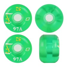 Printed Skateboard Wheels Soft Gel 97A Clear Green 52mm x 36mm