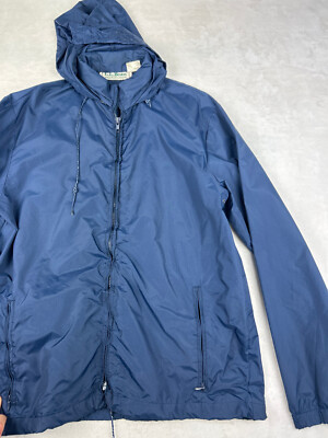 Vintage L.L Bean Pack in Pocket Regenjacke Windbreaker Navy Blau Herren Gr. M/L Kapuze