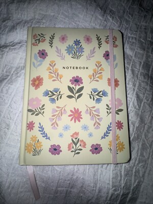 N W/O Tags Threshold Hard Cover Notebook Journal Bound Lined Pink  Flower Floral