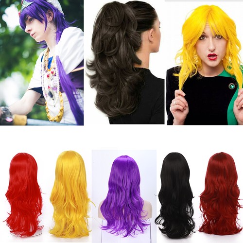 Girl Lady Women's Wigs Long Wavy Curly with Bangs Full Hair Cosplay Party US 23” - Picture 5 of 24