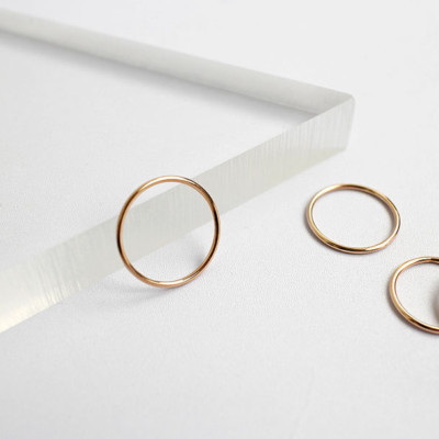 Schmaler Damen Ring Rundprofil Sterling Silber 925 42 - 59 dünn rosegold