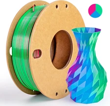 Silk Triple Color PLA+ 3D Printer Filament 1.75Mm, No Tangle Shiny Filament Net 