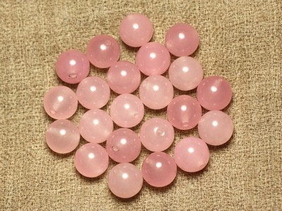 20 Perles De Jade Boules 6mm Rose Corail - Lot Pour Création Bijoux DIY