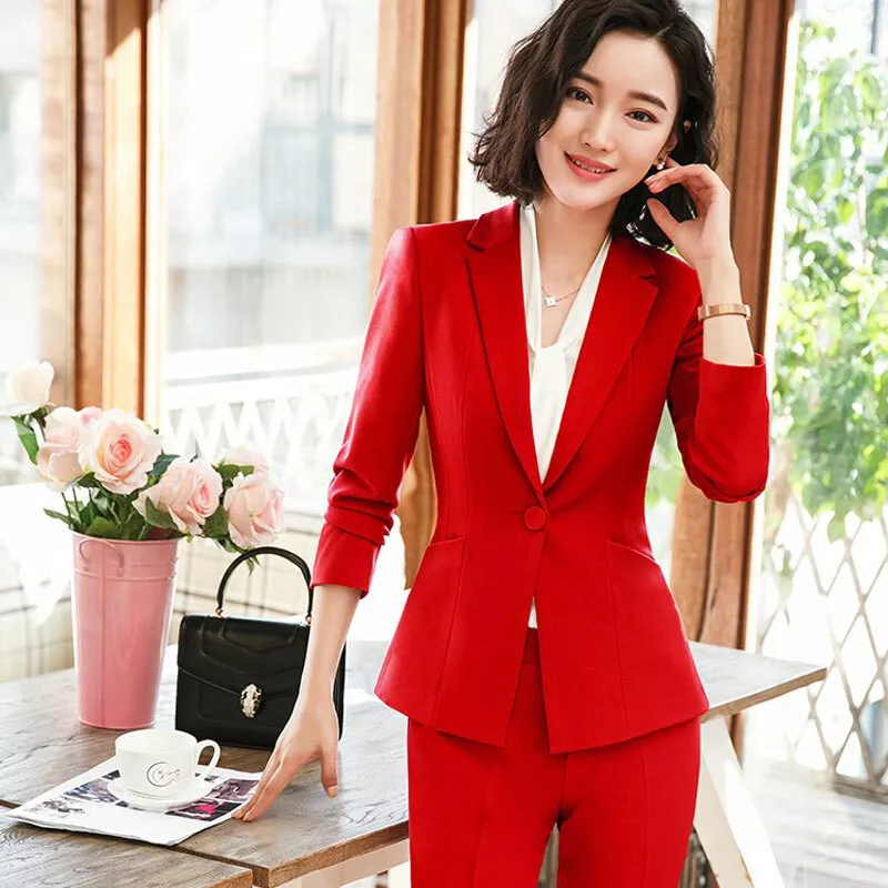 Trouser Suit Womens Suits Blazer with Pants Female Business Suit Ladies  Formal Pant Suits for Weddings 2 Piece Sets