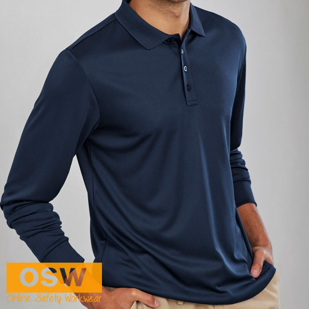 10 x Mens Action Long Sleeve Breathable Certified Polyester Polo Shirt P206ML image 2