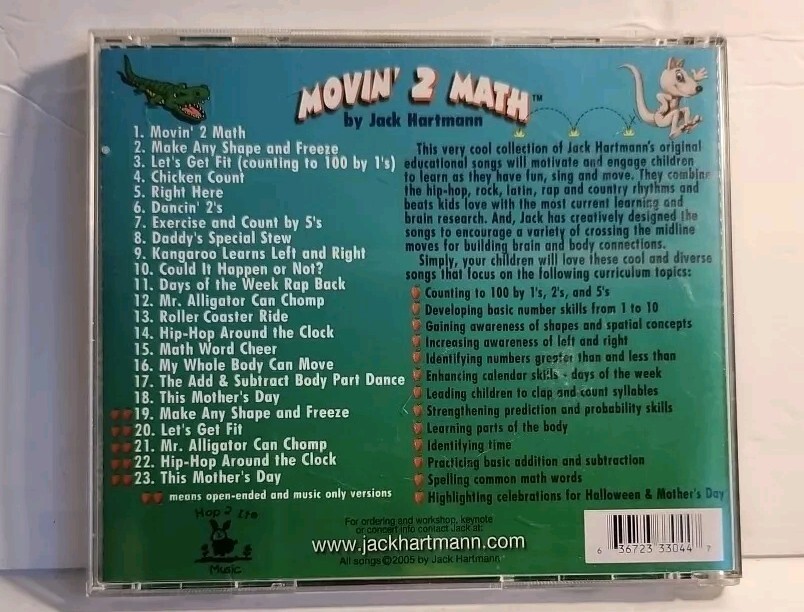 Jack Hartmann Movin 2 Math Audio CD (2005) Children's Educational Songs ...
