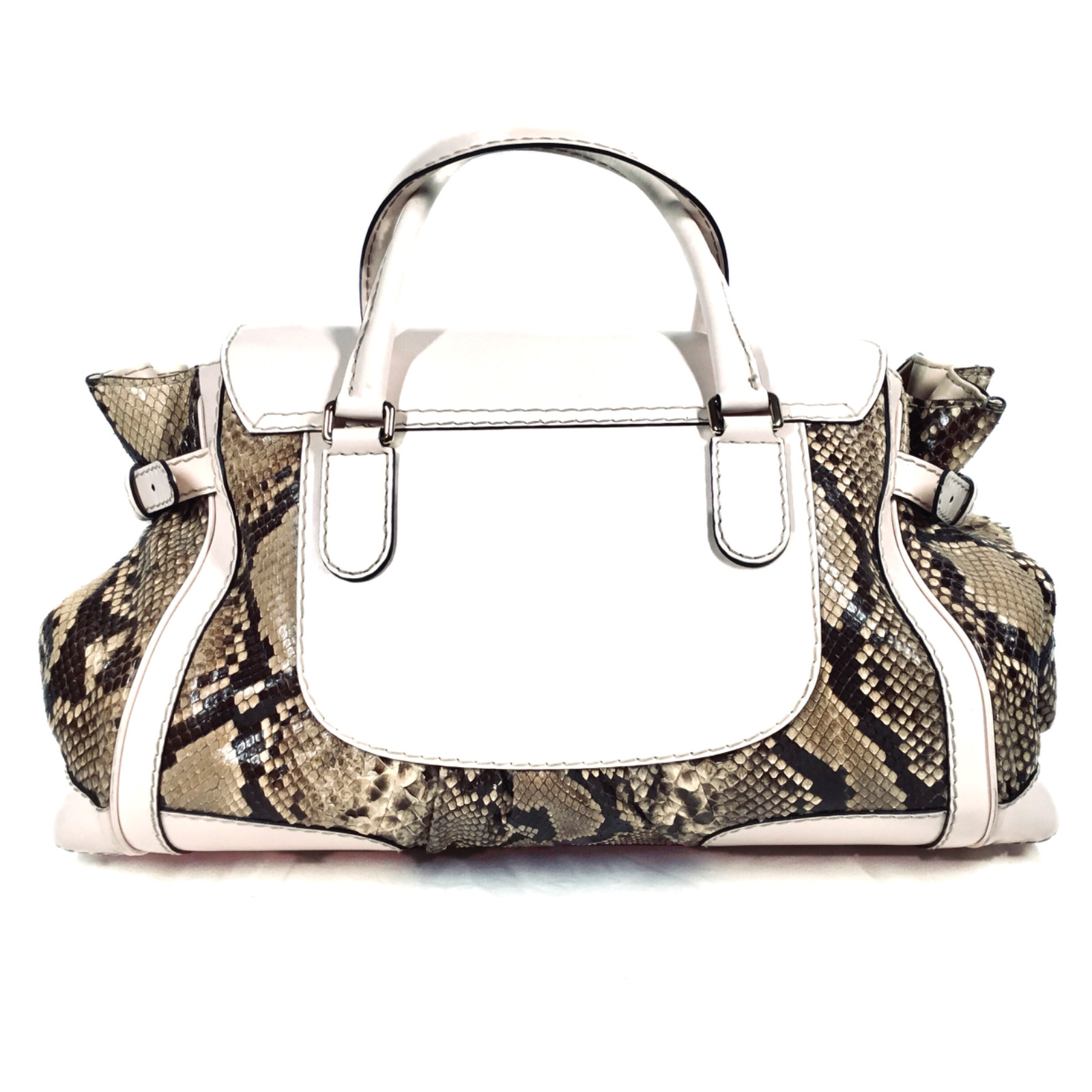 Preowned GUCCI Python and Beige Leather Large Que… - image 3
