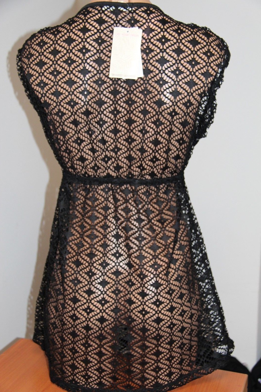 New Miken Swim Bikini Swimsuit Cover Up Tunic Size XS Black Crochet | eBay