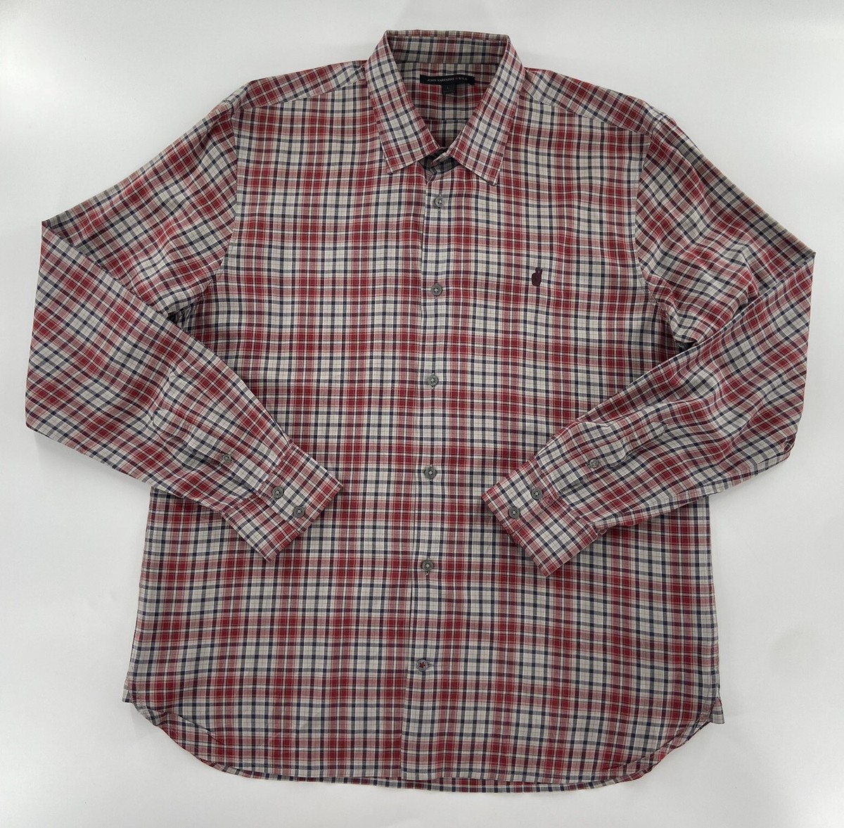 John Varvatos Shirt Adult Large Red Plaid Button Up Long Sleeve  