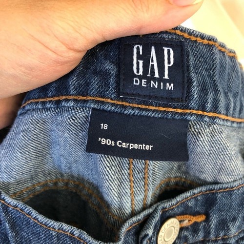 Gap 18 Carpenter Jeans 90’s Dark Wash Pockets 100% Cotton Denim Blue Classic - Picture 2 of 5