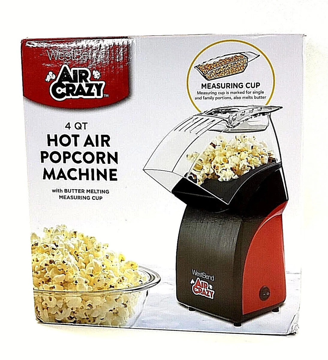 West Bend Air Crazy 4 qt. Hot Air Popcorn Machine Black