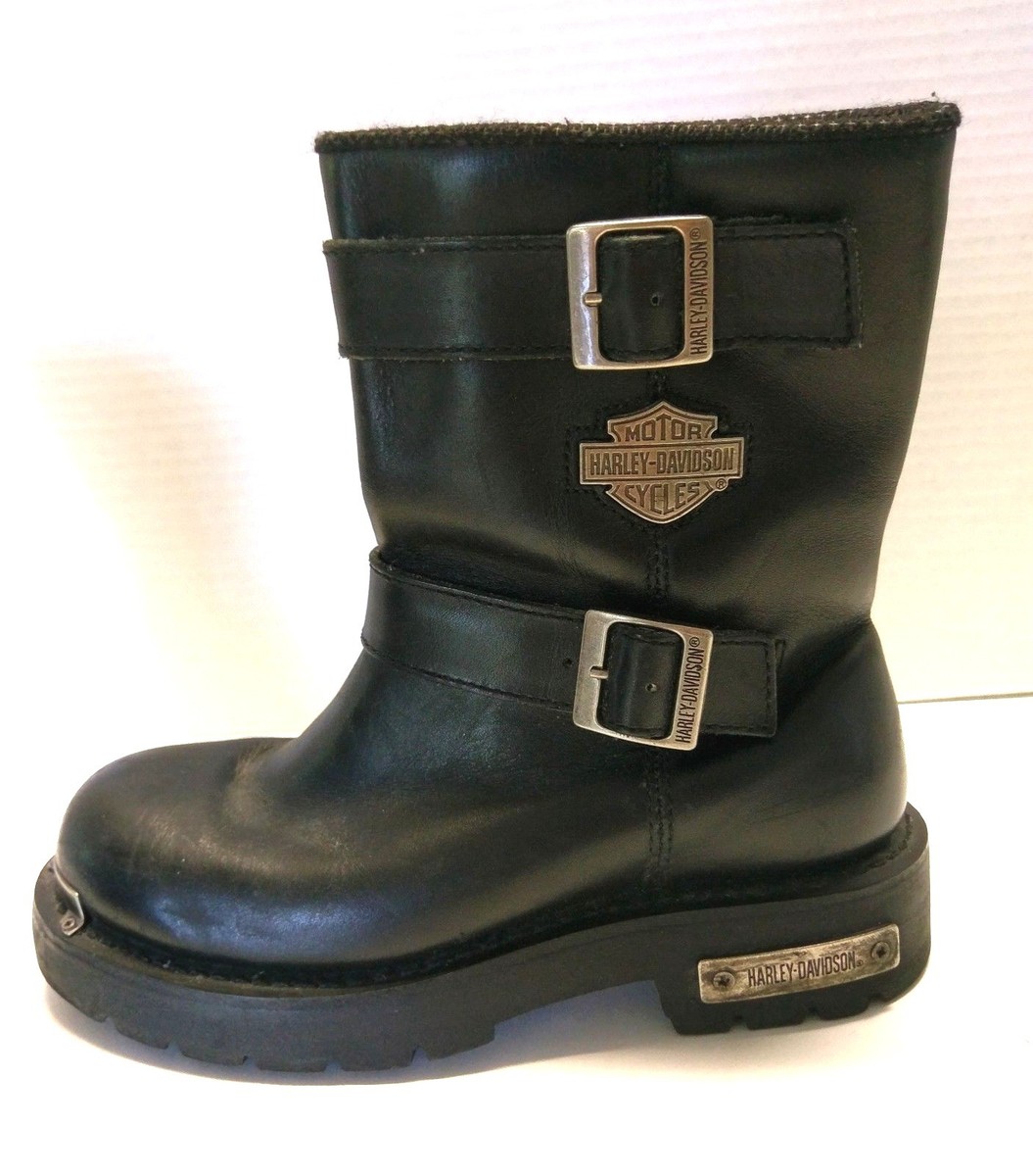 Harley Davidson Leather Motorcycle 2-Buckle Zip Up Metal Logo