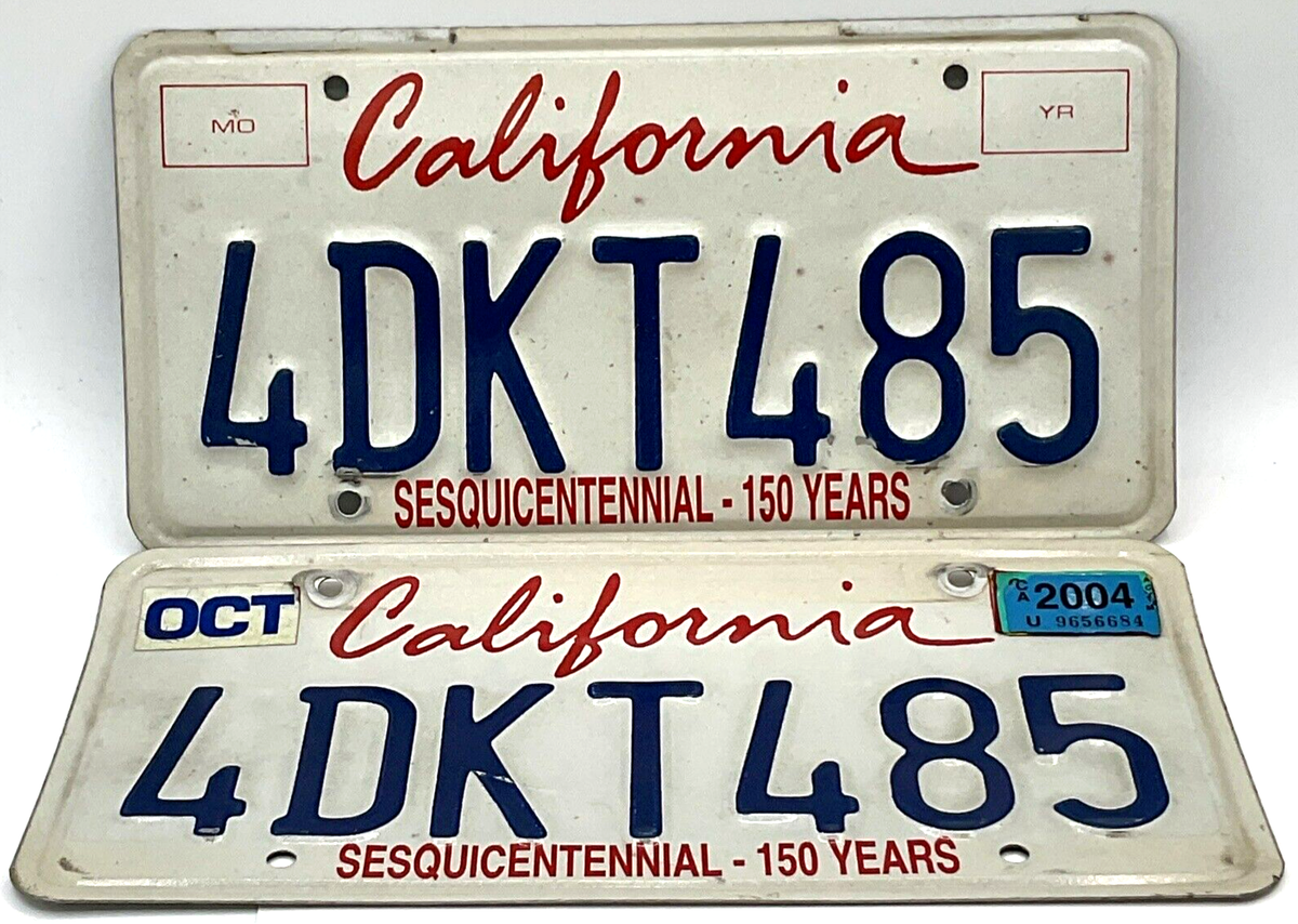 Pair Expired 2004 California Sesquicentennial 150 Years License