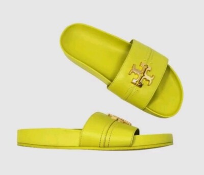 TORY BURCH EVERLY ANATOMIC CLOUD LTHR SLIDE/SANDALS;SZ 6.5/YUZU;RET $228