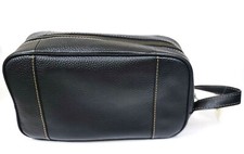 NEW FOSSIL CAMDEN TRAVEL KIT,SHAVE KIT,BLACK LEATHER,STITCHES,COSMETIC BAG POUCH