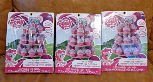 My Little Pony Cupcake Stand Set Of 3 Cardboard 24 Count Hasbro Pink Birthday  - Afbeelding 1 van 3