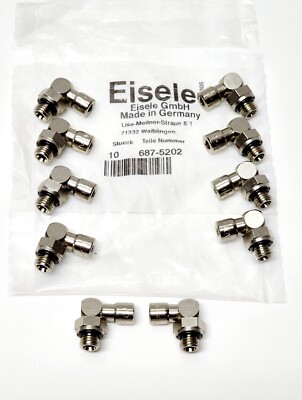 90° Elbow Pneumatic Push-In Fitting 5/32'' (4mm) M8x1 Swivel Metal Eisele 10 Pcs