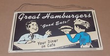 Great Hamburgers Hanging Metal Sign 15" x 8" Kitchen Restaurant Decor