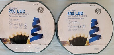 2x GE StayBright 250 ct Warm White LED Christmas Wedding Micro String Lights 51'