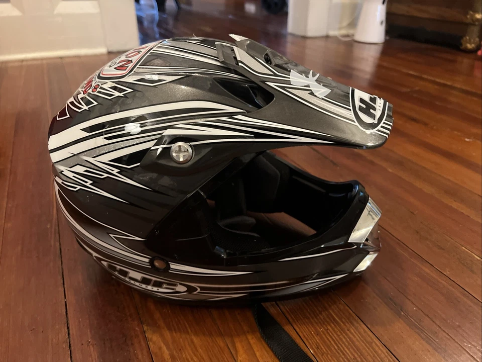 Casco de Motocross HJC Arena CL-X5Y Flyin' Colores Talla Juvenil Pequeño - Plateado/Negro Foto 2 de 4