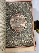 1642 KJV Bible, Civil War Era,  Maps, Genealogies, OT, NT, Apoc, BoCP, Red Ruled