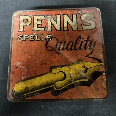 spell tobacco Vintage 1920s Penns Spells Quality Tobacco Advertising Square Tin Can