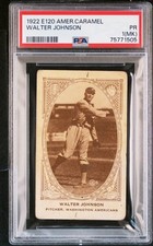 WALTER JOHNSON 1922 E120 AMER. CARAMEL PSA 1mk ! *CENTERED ! *INSANELY LOW POP !