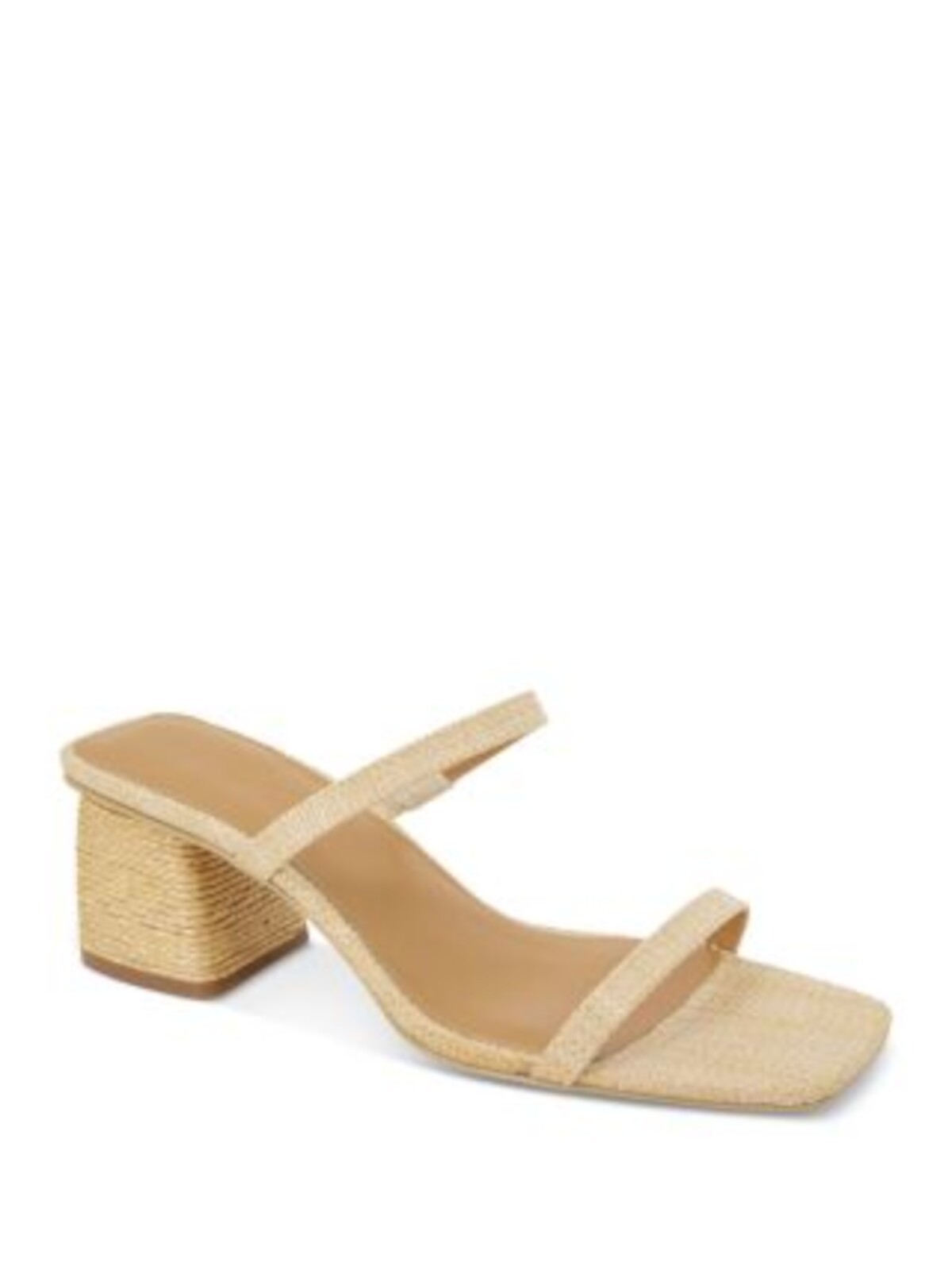 SPLENDID Womens Beige Raffia Kharis Block Heel Slip On Leather Heeled Sandal 9 5990₽