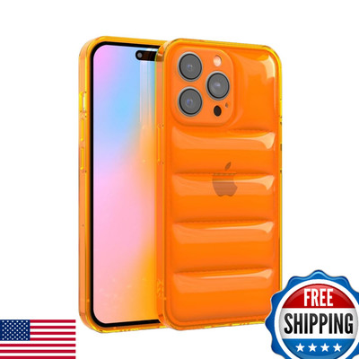 FELONY iPhone 13 Pro Max Neon Orange Puffer Case Clear Shockproof Cover