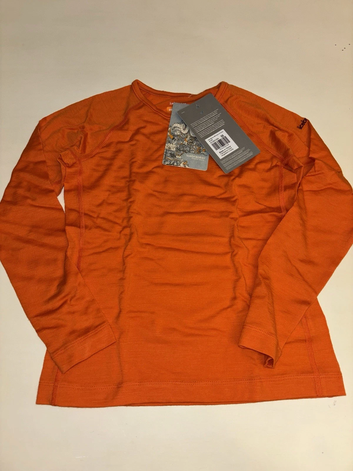 Icebreaker Kids Oasis 200 Merino Wool Base Layer Long Sleeve Crewneck Top Sz 8