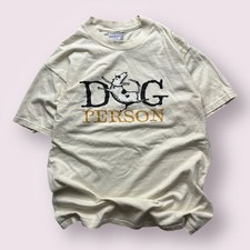 Vintage Mens Dog Person Art Graphic Animal Shirt 90s Sz M USA Made Spellout