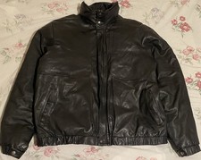 Vintage 80s Eddie Bauer Men's Brown Leather Goose Down Insulated Long Jacket L