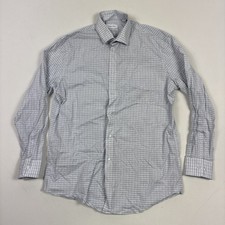 Calvin Klein Men s Dress Shirt Non-Iron Wrinkle Free Blue Plaid 15-15.5 32/33