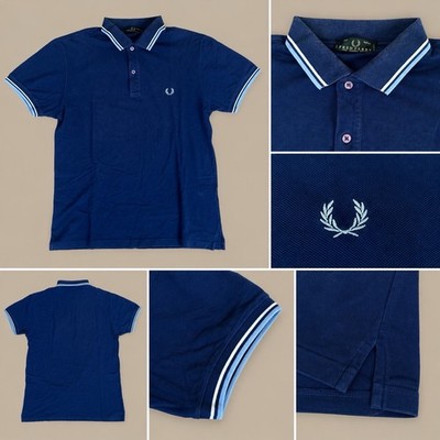   Fred Perry Vintage Poloshirt dunkelblau Lorbeerkranz mit doppelter Spitze Gr. 42