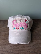 KBETHOS Distressed Keep it Sassy Cream Off White Baseball Cap Hat Adjustable
