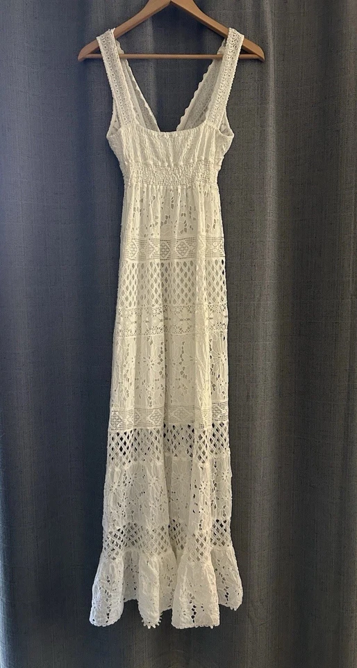 Temptation Positano Cotton Lace Dress Size Medium White Gorgeous Boho - READ  - Image 4 of 4