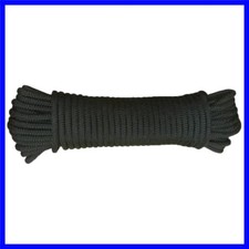 Durable 3/8'' MFP Solid Braid Utility Rope - 100ft Black for Boating Sailing
