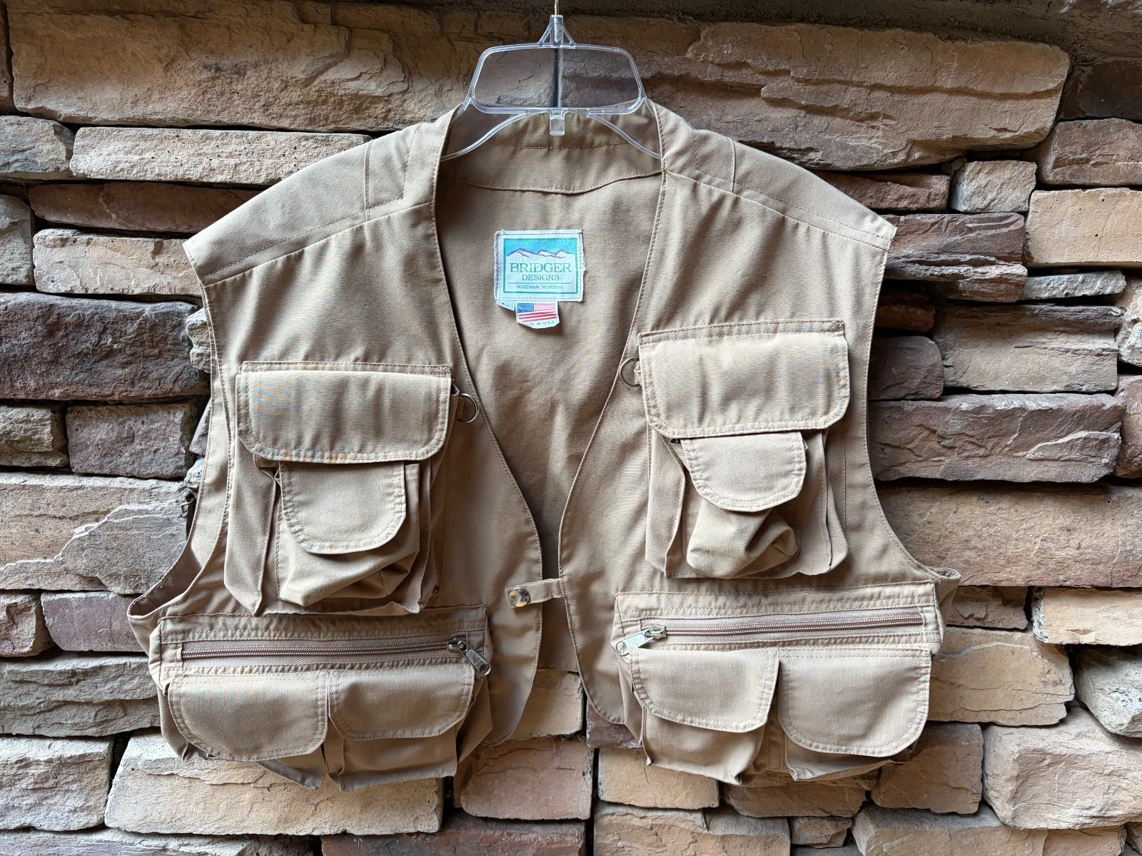 Bridger Designs Bozeman, Montana Large Fishing Vest Tan Men’s USA