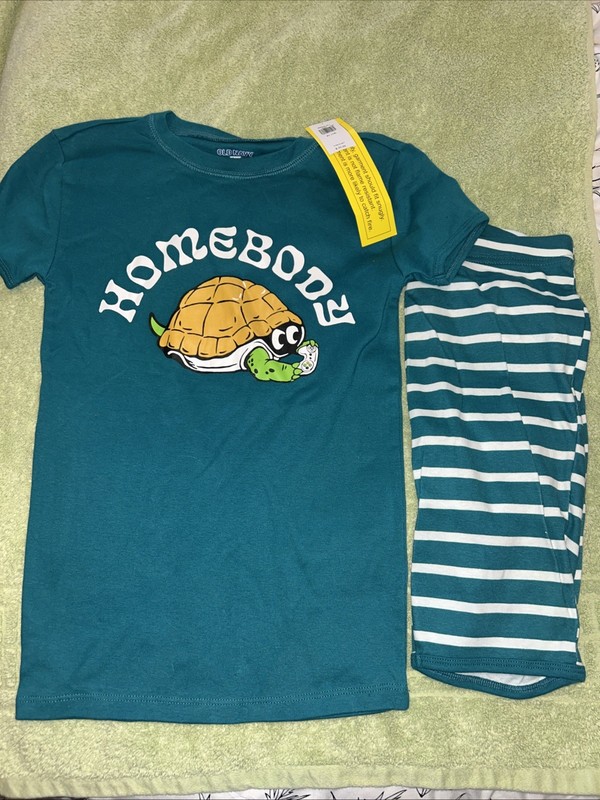 NWT Old Navy Unisex Shorts Pajama Set Size 12 Turtle With Video games