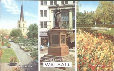 Vintage Walsall Multi-View Postkarte - Matthäus, Schwester Dora, Arboretum