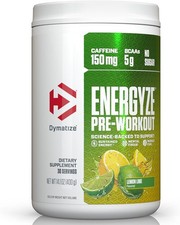 Polvo preentrenamiento Dymatize Energyze, sabor limón lima, sin azúcar, 30 porciones