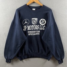 Vintage Mercedes Bmw Porsche Sweatshirt Mens Xl Blue Foreign Car Dealership 90s