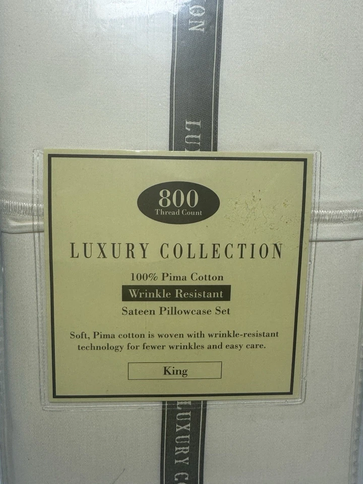 Fundas de almohada de satén 100 % algodón Pima colección de lujo de 800 hilos King Foto 2 de 4