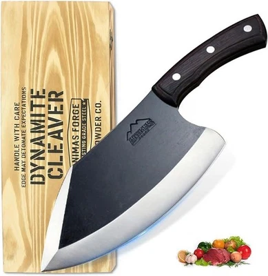 Animas Forge Dynamite Cleaver 8” Hand Forged High Carbon Steel Knife in Wood Box