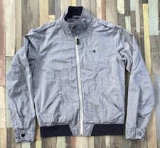 Gio-Goi Jacket Mens Grey Blue Size Medium Lightweight Full Zip Collar Pockets